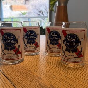 Pabst Blue Ribbon Glass Set of 4